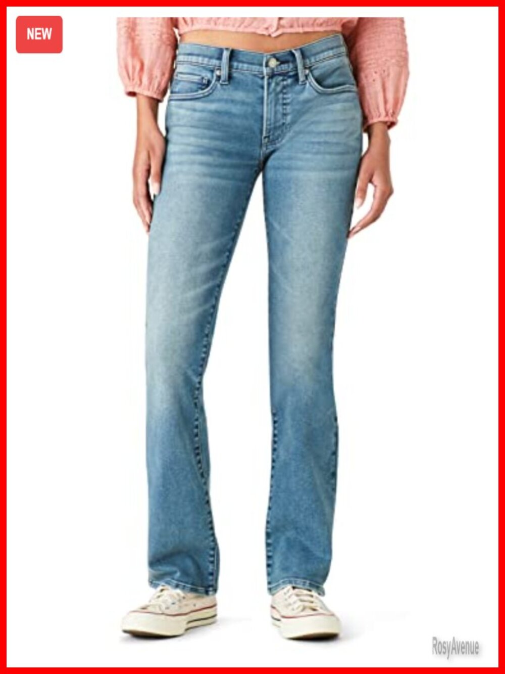 Women's Mid Rise Bootcut Jeans Stretch Denim Casual